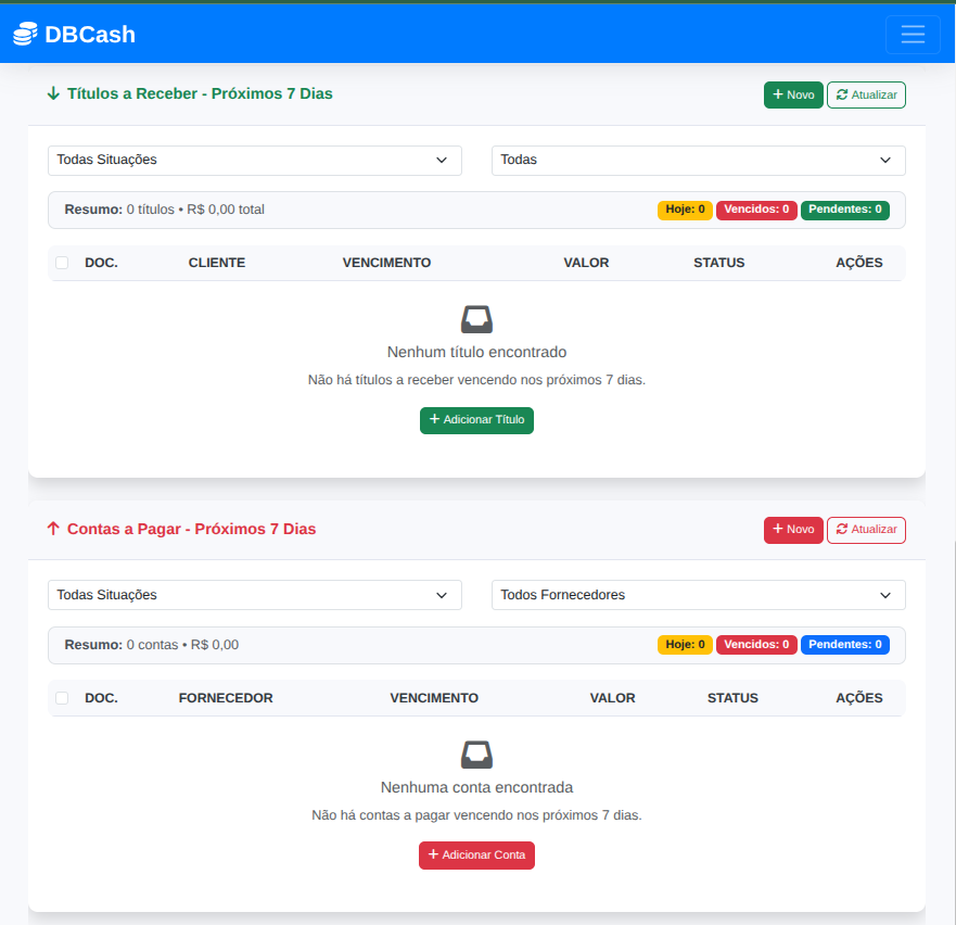 Tela 2 - DBCash Funcionalidades